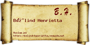 Bálind Henrietta névjegykártya