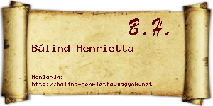 Bálind Henrietta névjegykártya